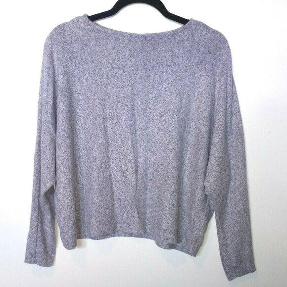 H&M Boxy Knit Top angel sleeves Sz M Gray textured soft boat neck long sleeves - Picture 2 of 9
